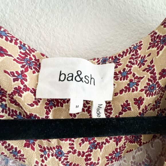 BA&SH Bash Crystal Ruched Floral Print Crepe Mini Dress Size M - Picture 3 of 16